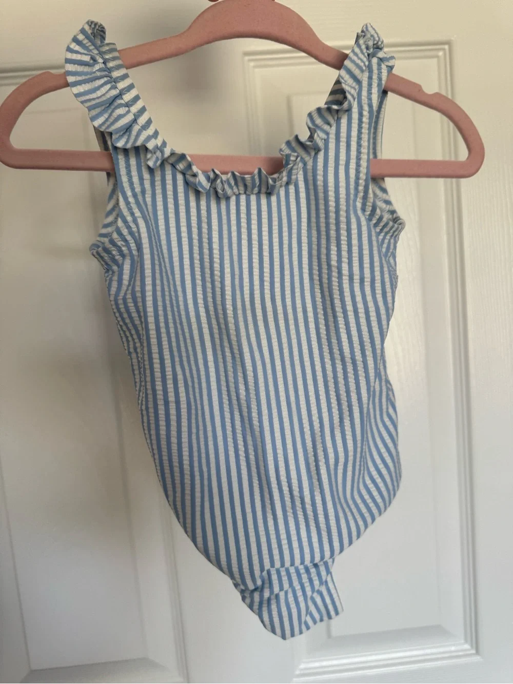 Baby Floral Ruffle One-Piece Swimsuit and Blue Stripe One-Piece Bundle